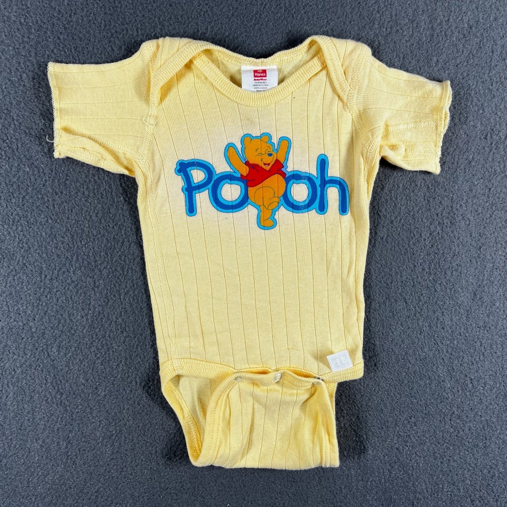 Vintage Hanes Disney Winnie the Pooh Ribbed baby‎ wear yellow Newborn 0-11lbs